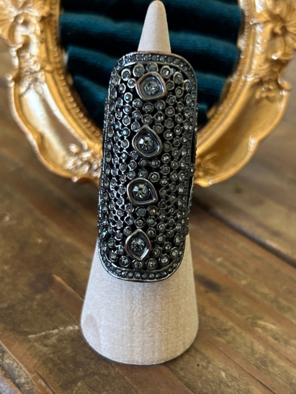 & Other Stories Black Crystal Pave Long Shield Ring